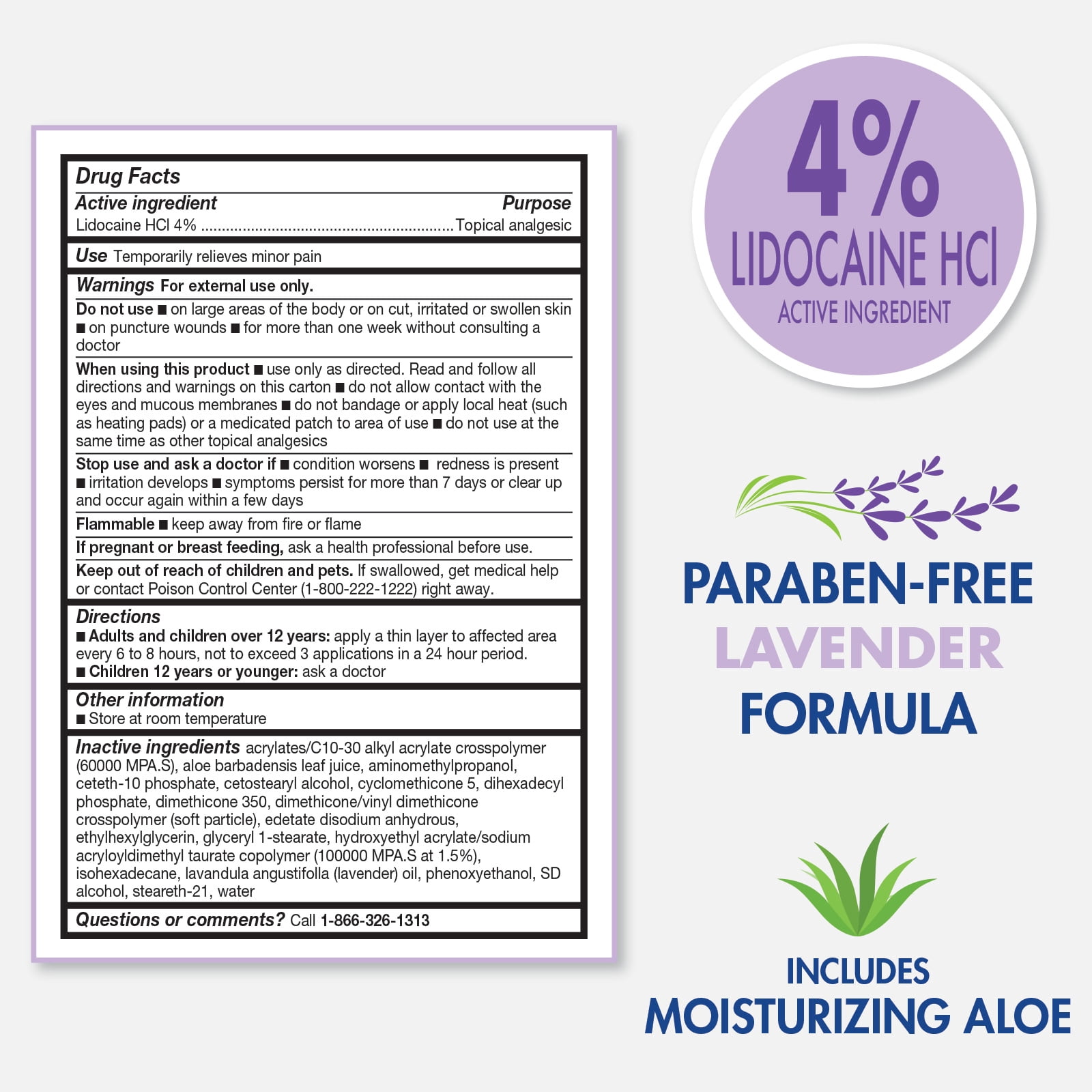 TheraCare 4 % Lidocaine Roll-On | Soothing Lavender Scent | OTC Strength | Pain Relief Liquid | 2.5 oz. 73 mL | Topical Anesthetic