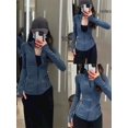 thumbnail image 3 of Ropa de Yoga para mujer, chaqueta de manga larga con cremallera para gimnasio, deportes, Fitness, chaquetas ajustadas, ropa de protección solar informal para exteriores, 3 of 5