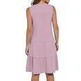 thumbnail image 5 of Maxi Dresses for Women 2025, Women's Solid Short Sleeve V Neck Ruffle Dresses Sexy Elegant Club Party Tunic Mini Dresses Casual Vacation Dress(Pink,M), 5 of 9