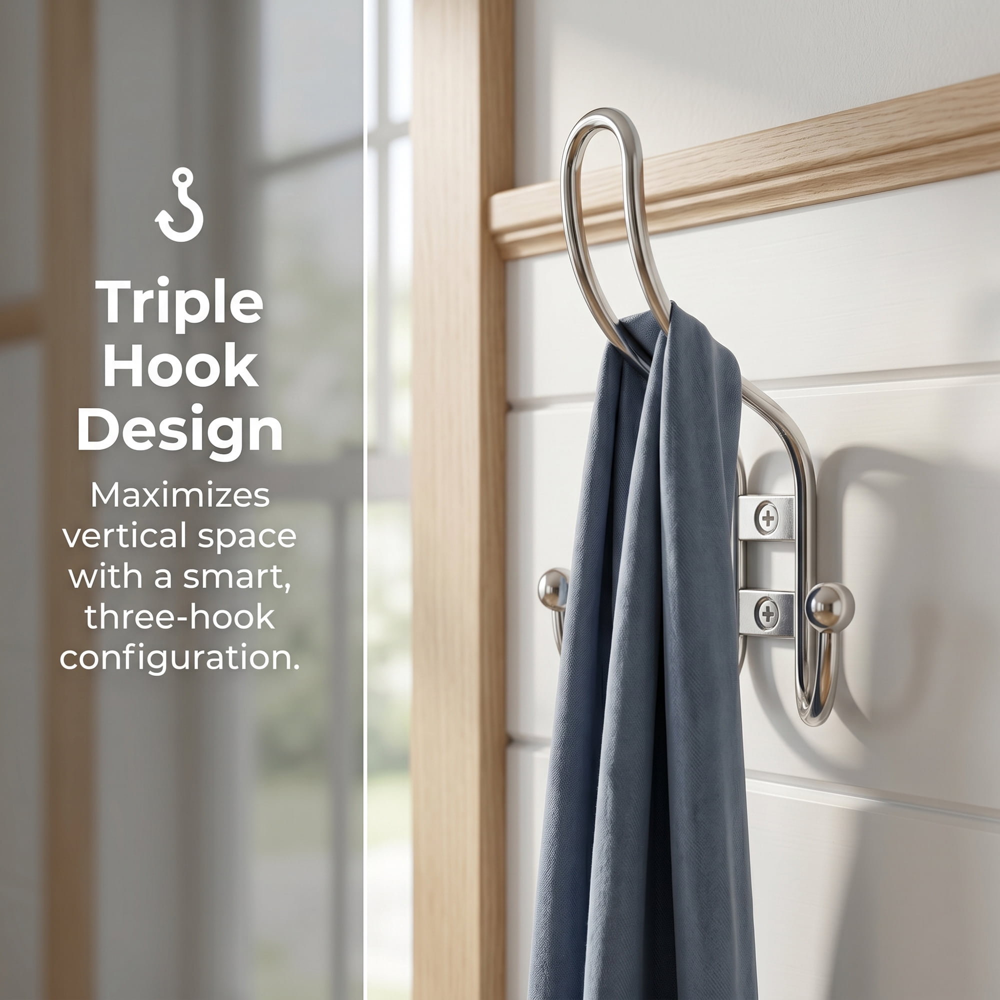 Unique Bargains 8Pcs Utility Metal Durable Multi-Purpose Wall Hooks Silver 5.3x2.8inch