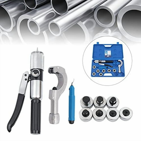 Hydraulic Tube Expander Tool 3/8" - 1-1/8" inch Hydraulic Copper Tube Expander Tool 7 Lever Tubing Expanding Swaging Tool Kit with Tube Cutter and Deburring Tool