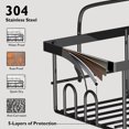 thumbnail image 4 of Nefoso 6 Pack Shower Caddy, Bathroom Organizer Shelf with 28 Hooks and 12 Strong Adhesive, No Drilling Rustproof Toothbrush Holder, Soap Dishes, Hair Dryer Holder (Black), 4 of 9