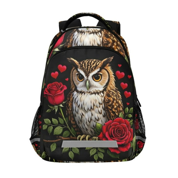ALAZA Owl Rose Flower Backpack Elementary School Bag Bookbag Travel Rucksack