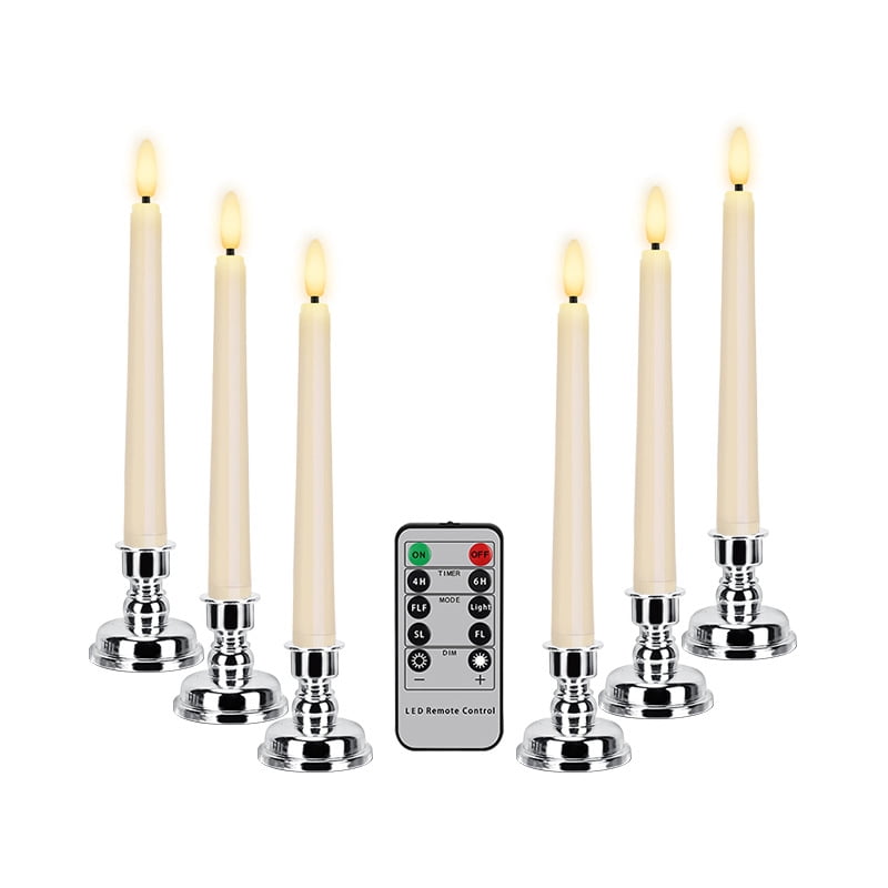 Window Candles, 6 Pack LED Battery Operated Christmas Candles for Windows with Remote Timer