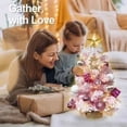 thumbnail image 5 of Tabletop Christmas Tree, 2ft Mini Christmas Tree with Light, Artificial Small Tabletop Christmas Decoration with Flocked Snow, Exquisite Decor & Xmas Ornaments for Home & Office, DIY Decor, Pink, 5 of 7