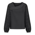 thumbnail image 5 of Besolor Long Sleeve Shirts for Women Lace Hollow out Tops Asymmetrical Neck Spring Fall Tunics Casual Loose Blouses, 5 of 7