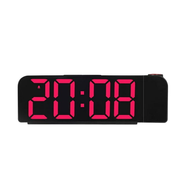 Reloj LED, Relojes de escritorio digitales Rotación silenciosa Reloj multifuncional Ancianos Adolescentes Café Restaurante , luz roja negra Sunnimix Despertador de proyección