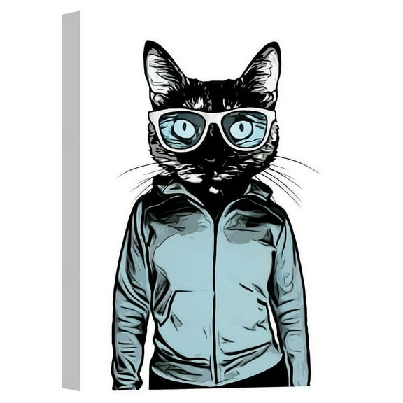 Cortesi Home "Cool Cat" by Nicklas Gustafsson, Giclee Canvas Wall Art - Blue 26"x40"