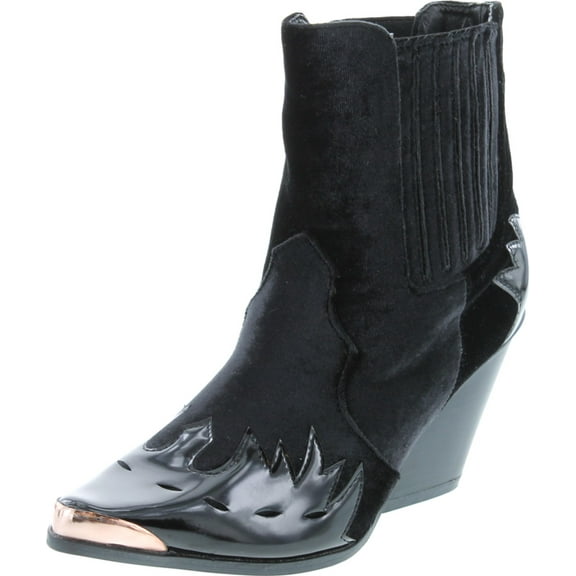 Cape Robbin Women Mixed Media Pointy Toe Flame Pattern Cowboy Bootie