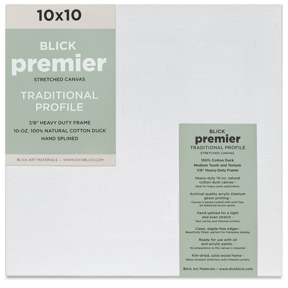 Blick Premier Stretched Cotton Canvas - Traditional Profile, Splined, 10" x 10"