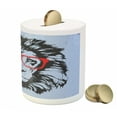 thumbnail image 3 of Animal Piggy Bank, Grunge Lion Portrait with Hipster Glasses Nerd Humor Comic King Illustration, Ceramic Coin Bank Money Box for Cash Saving, 3.6" X 3.2", Blue Black Red, by Ambesonne, 3 of 4