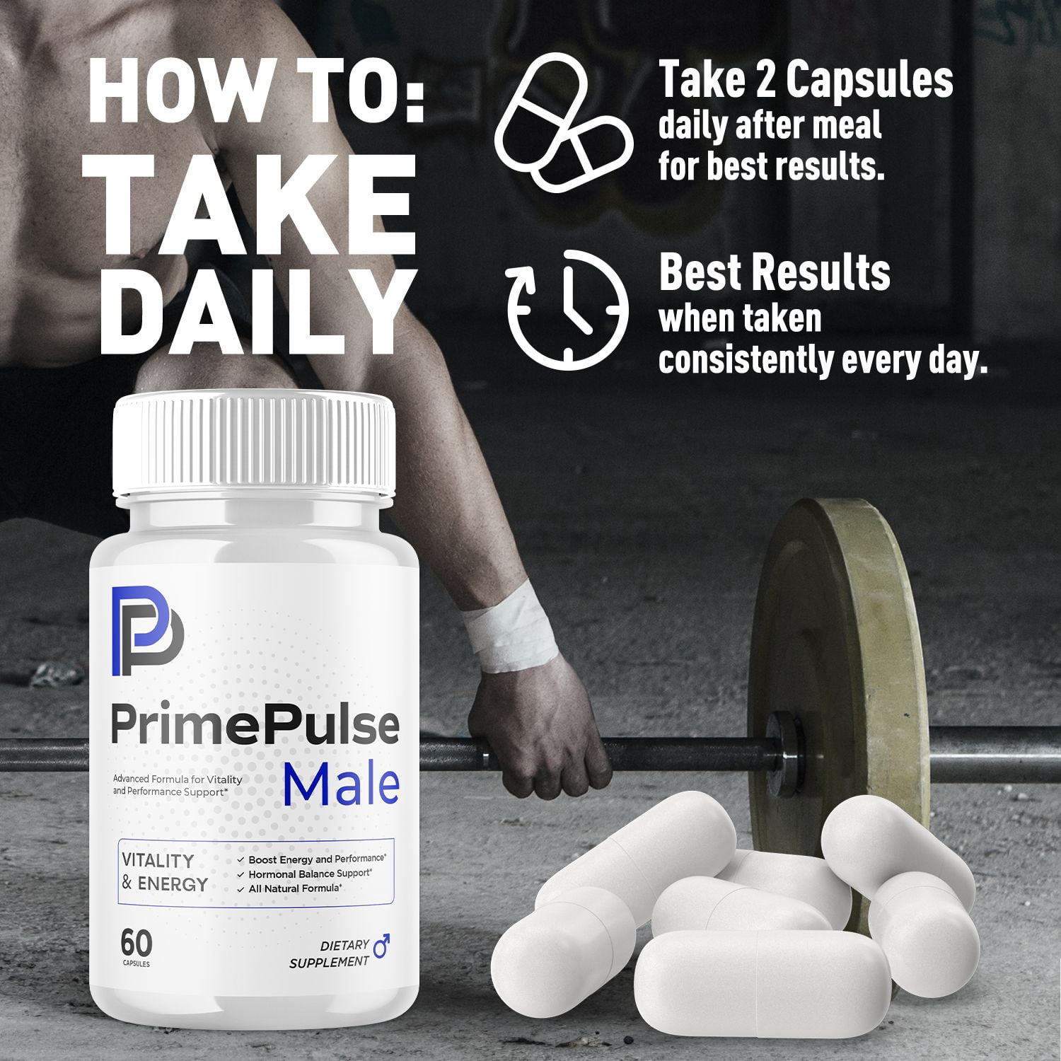 Prime Pulse Advanced Formula Pills All Natural Vitamin Supplement PrimePulse 60 Capsules