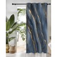 thumbnail image 3 of Abstract Marble Texture Thermal Insulated Blackout Curtains for Bedroom 24 Length Gradient Blue Gold Wave Art Room Darkening Curtain 1 Panel Grommet Window Curtain Drape for Living Room Nursery Room, 3 of 7
