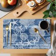 thumbnail image 2 of Navy Blue Coastal Placemats Set of 4 Nautical Coral Starfish Shell Octopus Sea Place Mats Indoor Wipeable Table Mats Washable Dining Table Placemats for Kitchen Holiday Party Home Decor 13x19 Inch, 2 of 9