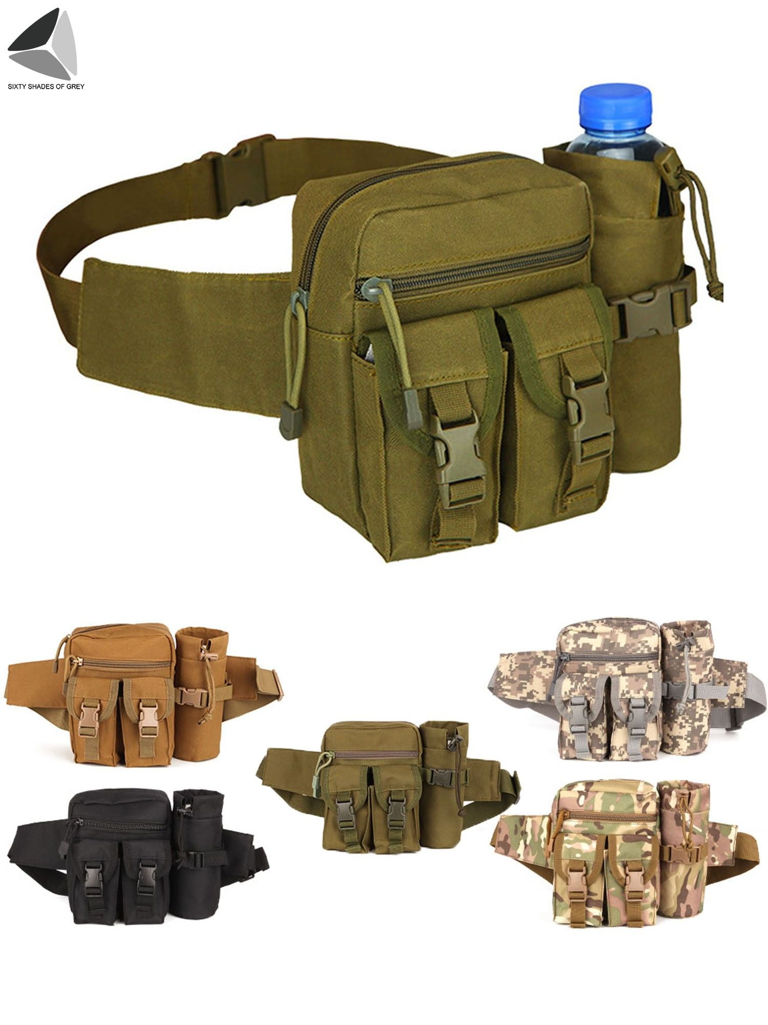 Nylon Water Bag Waist Belt Water Bottle Holder Carrier Military MOLLE Pouch Nylon Water Bag Waist Belt Water Bottle Holder Carrier Military MOLLE Pouch