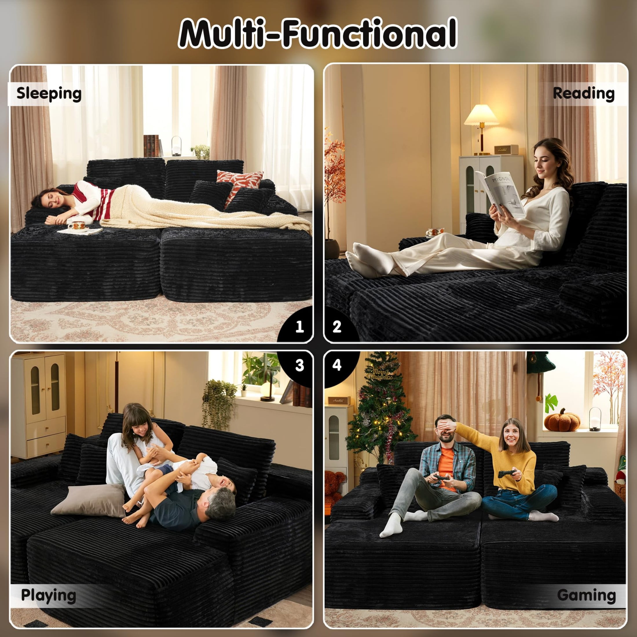 Gewnee Cloud Modular Sofa Chair,Deep Seat Convertible Floor Sofa Bed,Small Corduroy Couch with Spring & Foam for Living Room,Dorm or Cozy Corners