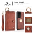 thumbnail image 2 of Dteck Galaxy S21+ Wallet Case, Leather Zipper Purse Large Capacity 14 Card Slots [Magnetic Closure] 2 in 1 Detachable Magnetic Phone Cover with Wrist Band for Samsung Galaxy S21 Plus, Brown, 2 of 9