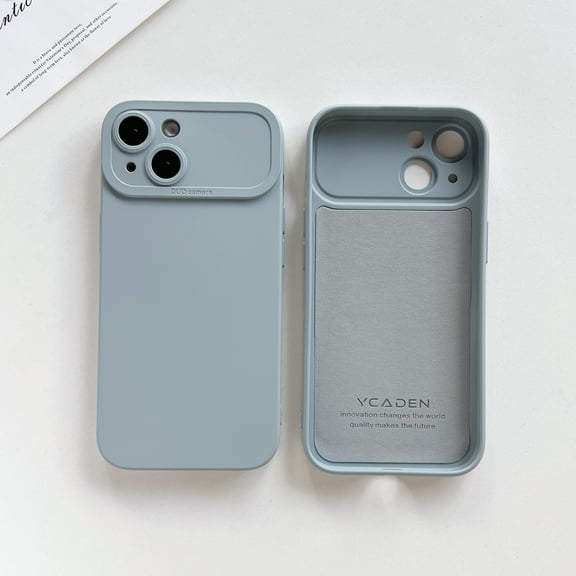 For iPhone 13 Case with Camera Lens Protection, Matte Finish Liqiuid Silicone Soft TPU Shockproof Protective Case For iPhone 13, Slim Fit Cover for Women and Men,Bluegray