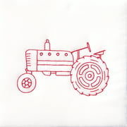 Jack Dempsey Stamped White Quilt Blocks 9"x9" 12/pkg-old Tractor