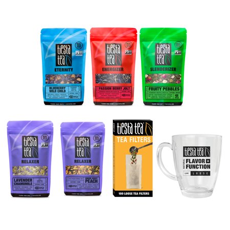 Tiesta Tea Loose Leaf Starter Kit, Sampler Gift Set, Includes 5 Loose Tea
