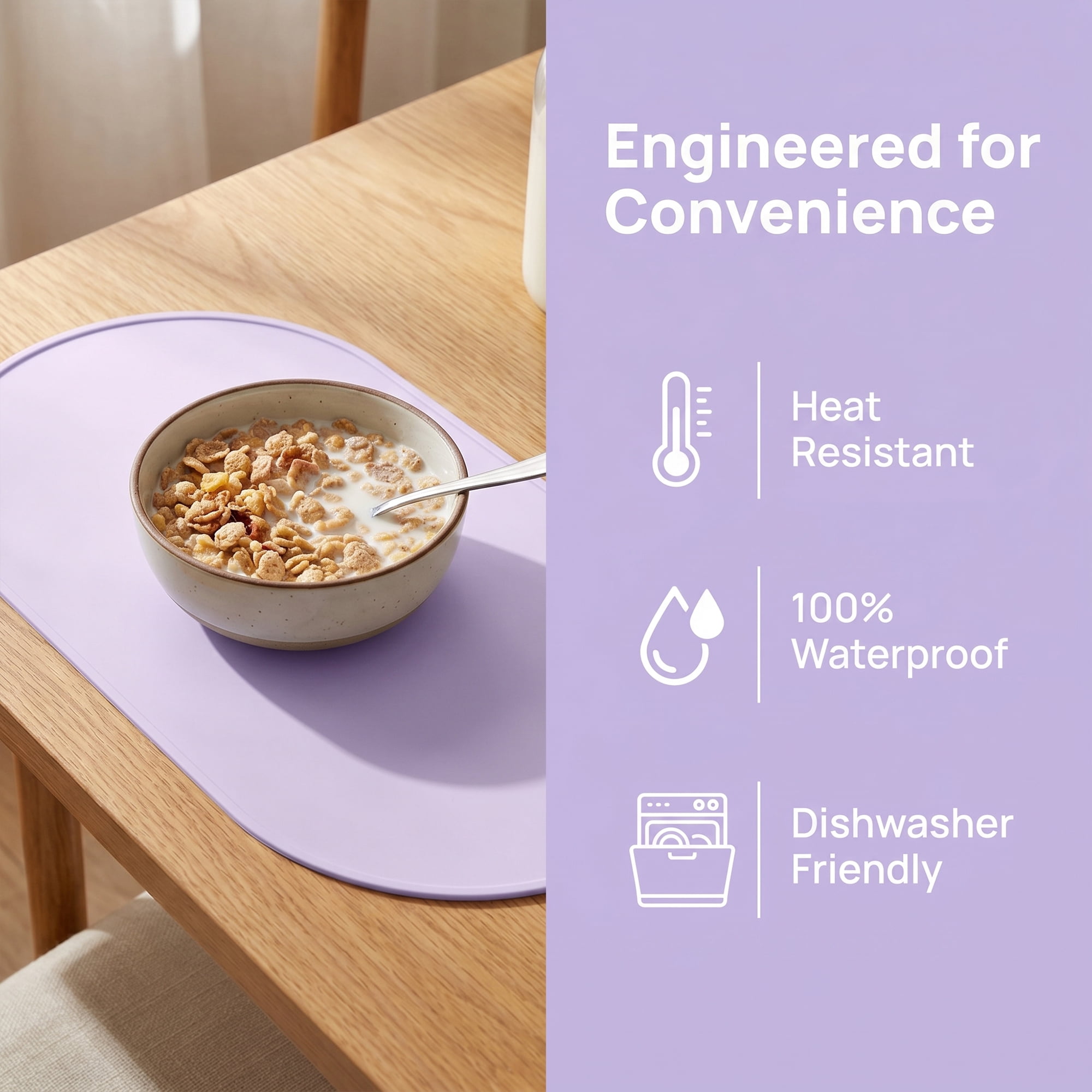 Unique Bargains 6 Pack Silicone Placemats for Kitchen Dining Table Decor Purple 21"x11"