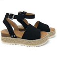 thumbnail image 1 of Sandalias con hebilla y correa en el tobillo con plataforma de cuña para mujer Zapatos de verano, 1 of 3
