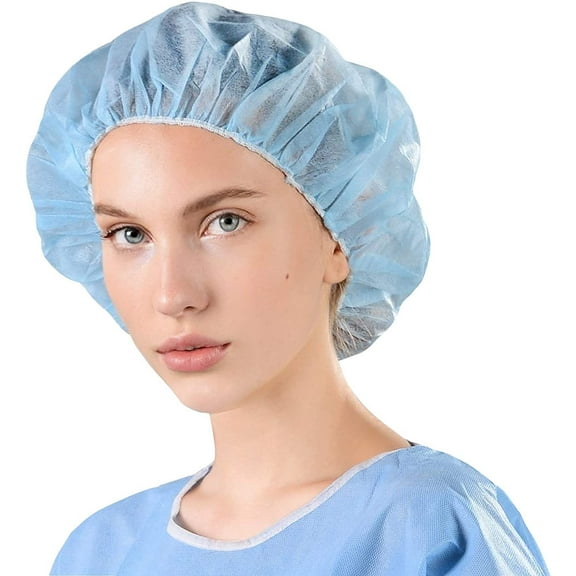 Green Bouffant Caps 24" Pack of 100 Disposable Nurses aps for Healthcare Personnel Polypropylene Head Caps for Tattoo Salon Food Service Lightweight Breathable