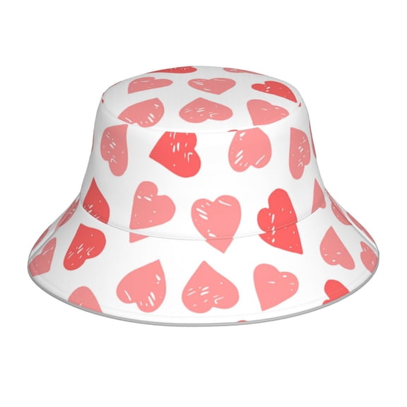 Kll Pink Hearts1 Bucket Hat For Women Men Packable Travel Beach Sun Hat Outdoor Rave Accessories Reflective Fisherman Cap