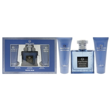 Sergio Tacchini Pacific Blue 3 Pc Gift Set - 3.4oz EDT Spray, 3.4oz After Shave Balm, 3.4oz Shower Gel