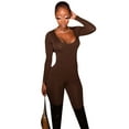thumbnail image 2 of Musuos Womens One-piece Suit, Slim Long Sleeve Hip-lifting Jumpsuit for Vacation, 2 of 5