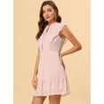 thumbnail image 4 of INSPIRE CHIC Women's Ruffle Tie Neck Sleeveless  A-line Solid Color Chiffon Dress, 4 of 6