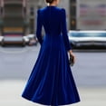 thumbnail image 3 of Women's Long Sleeve Velvet Flowy Maxi Dress, Elegant Empire Waisted Wedding Party Formal Evening Dresses, 3 of 6