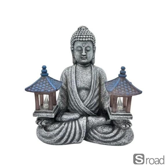 Solar Pagoda Statue With LED Lights, Outdoor Buddha Sculpture Garden Decor For Yard, Patio, Zen Garden, Waterproof Resin Figurine With Auto On/Off