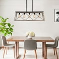 thumbnail image 2 of UHG 5-Light Farmhouse Chandelier for Kitchen Island, Rustic Rectangular Flush Mount Ceiling Light Fixture for Living&Dining Room, Height Adjustable Metal Pendant Lighting for Bedroom Hallway, 2 of 6