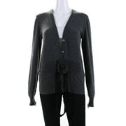 Angle View: Pre-owned|Dolce and Gabbana Womens Button Front Sequin Trim Cardigan Sweater Gray IT 44
