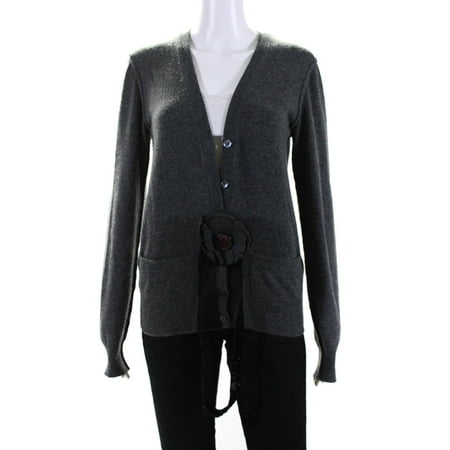 Pre-owned|Dolce and Gabbana Womens Button Front Sequin Trim Cardigan Sweater Gray IT 44