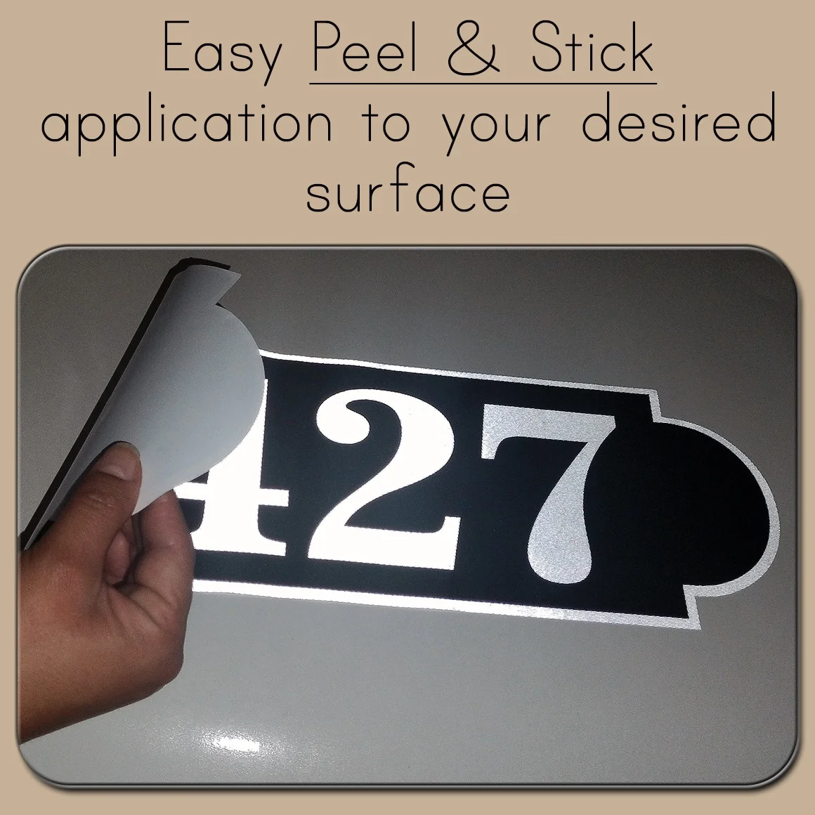 Curb-N-Sign® Horizontal Fancy Address Numbers for Outside, Custom Single Super Reflective Vinyl Stickers, Easy Peel and Stick Personalized Home/Office/Warehouse/Mailbox Address- 1 Pack, Bronze