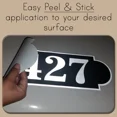 thumbnail image 3 of Curb-N-Sign® Custom Horizontal House Address for Outside, Highly Reflective Fancy Address Numbers Vinyl Stickers, Easy Peel and Stick Personalized Home/Office/Mailbox Address (Black Silver,7"x12"), 3 of 5