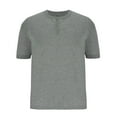 thumbnail image 2 of LYEAA Mens T Shirts Casual Short Sleeves Three Buttons Crew Neck Fitted Summer Pullover T-shirts Solid Soft Comfortable Breathable Men's Tops Gray 2XL, 2 of 5