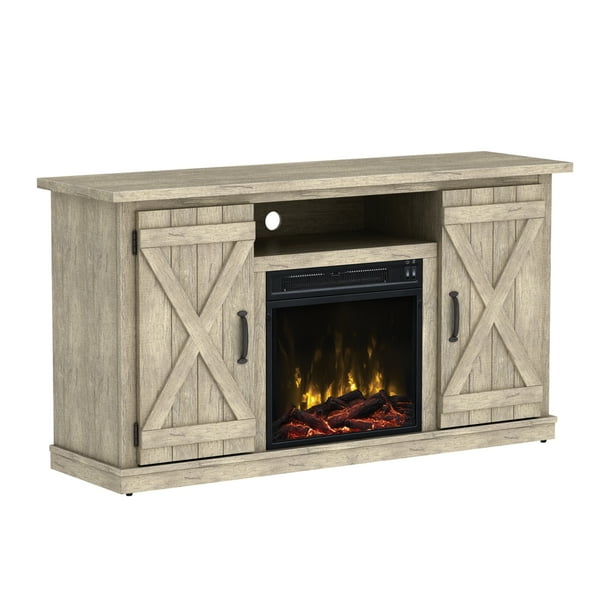 Twin Star Home Barn Door Tv Stand For Tvs Up To 55 Inches With Classicflame Electric Fireplace Ashland Pine Com Twin Star Home Barn Door Tv Stand For, Farmhouse Sliding Barn Door Tv Stand With Fireplace