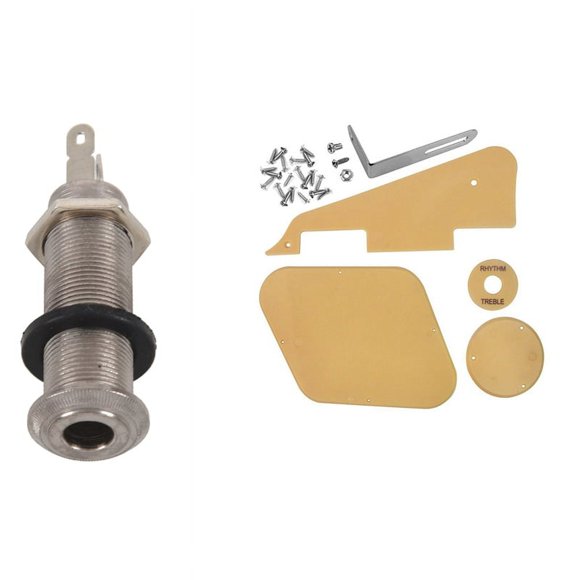 Electric Guitar Jack Chrome Threaded & 1Set Cream Pickguard /Cavity /Switch Covers/Pickup Plate /Bracket/Screws