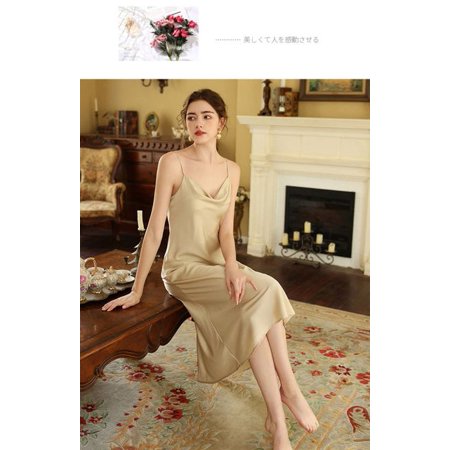 

PIKADINGNIS Summer Womens Nightgown short less Black Lingerie Sexy Slit Nightgown Satin Night Wear Sleepshirts Night Dress Sleepwear