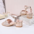 thumbnail image 6 of Qopobobo Girls Heels Girls Dress Shoes Girls Sandals Low Heel Dress Open Toe Sandals Flower Wedding Party for Little Kid Gold,4, 6 of 8