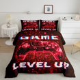 thumbnail image 2 of Feelyou Neon Glowing Gamepad Queen Comforter Set for Teens, Cartoon Game Controller Bedding Sets, Abstract Honeycomb Reversible Bedding Comforter Set, Microfiber Bedroom Decor, 3-Piece, 2 of 8