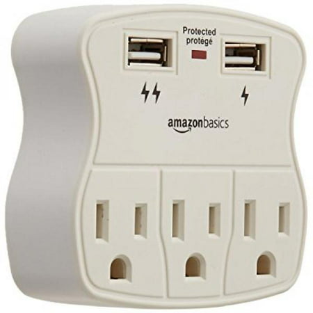 Basics 3-Outlet Surge Protector with 2 USB Ports
