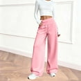 thumbnail image 6 of Womens Wide Leg Sweatpants High Waisted Drawstring Baggy Pants Workout Joggers Trouser with Pockets Pinky M, 6 of 8