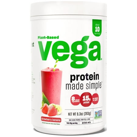 Vega Protein Made Simple, Strawberry Banana, 10 Servings (9.3oz)