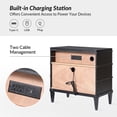 thumbnail image 2 of Tina's Home Traditional Solid Wood End Table Set of 2 with Charging Station & Spacious Storage Black, 2 of 5