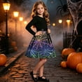 thumbnail image 6 of THDHVS Girls Long Sleeve Dress,Girls Halloween Print Long Sleeve Dress Belted Waist Performance Party Wear,Dresses for Girls 5-6 Years, 6 of 9