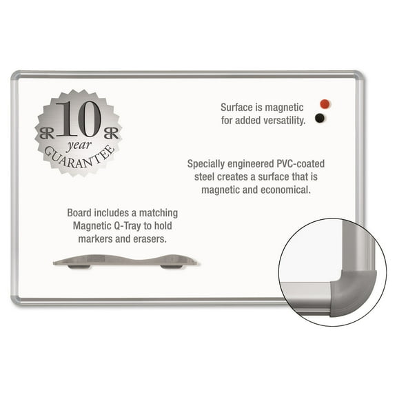 Best-Rite Magne-Rite Magnetic Dry Erase Board, 72 x 48, White, Silver Frame